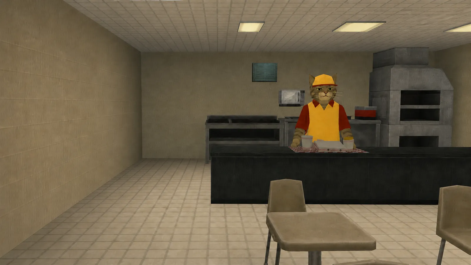 The empty pizzeria at night